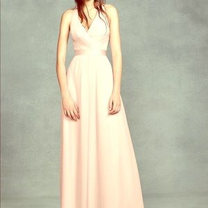 Long blush chiffon Vera Wang bridesmaids dress